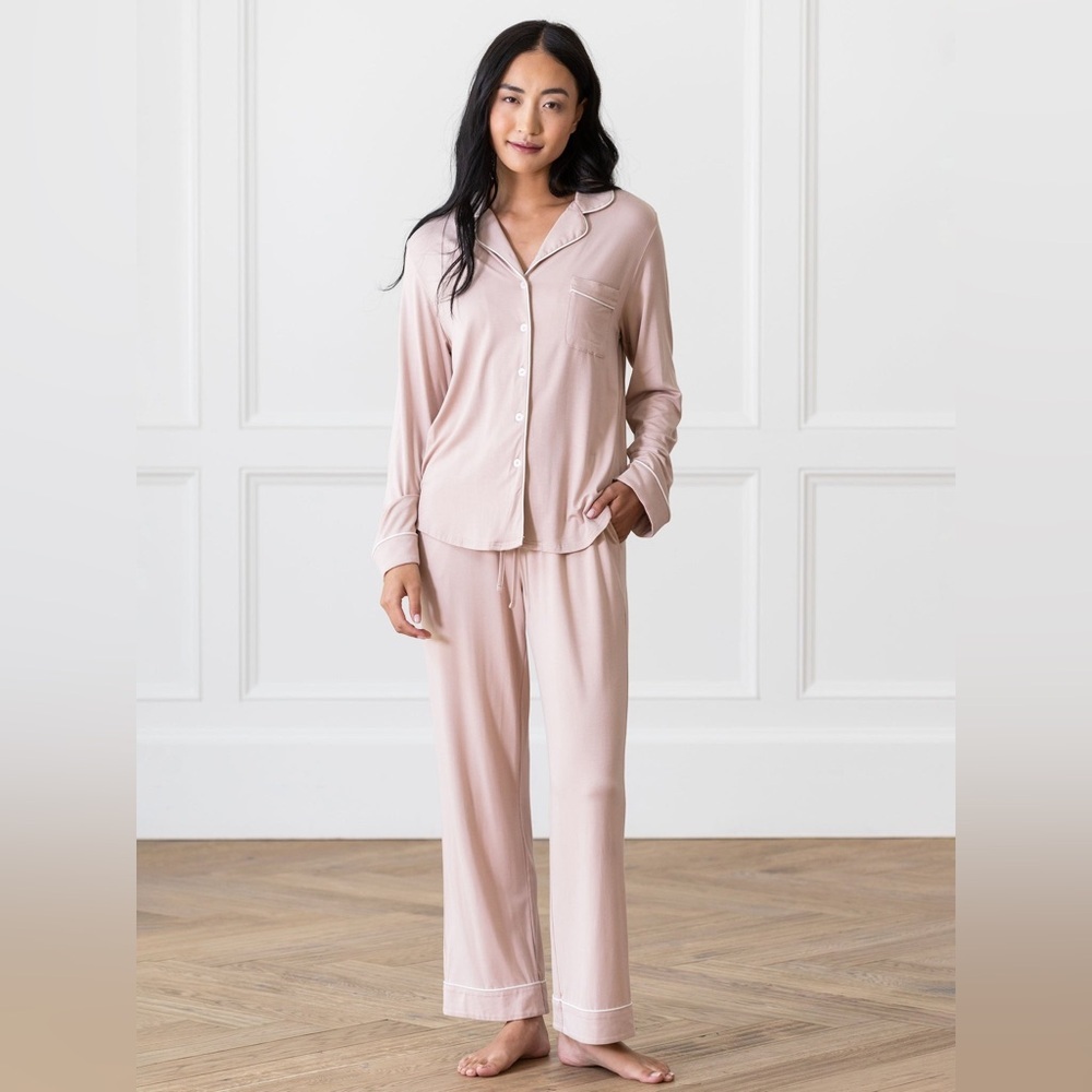Cozy Earth Bamboo Pajamas top Stretch Knit Long Sleeve shirt blush